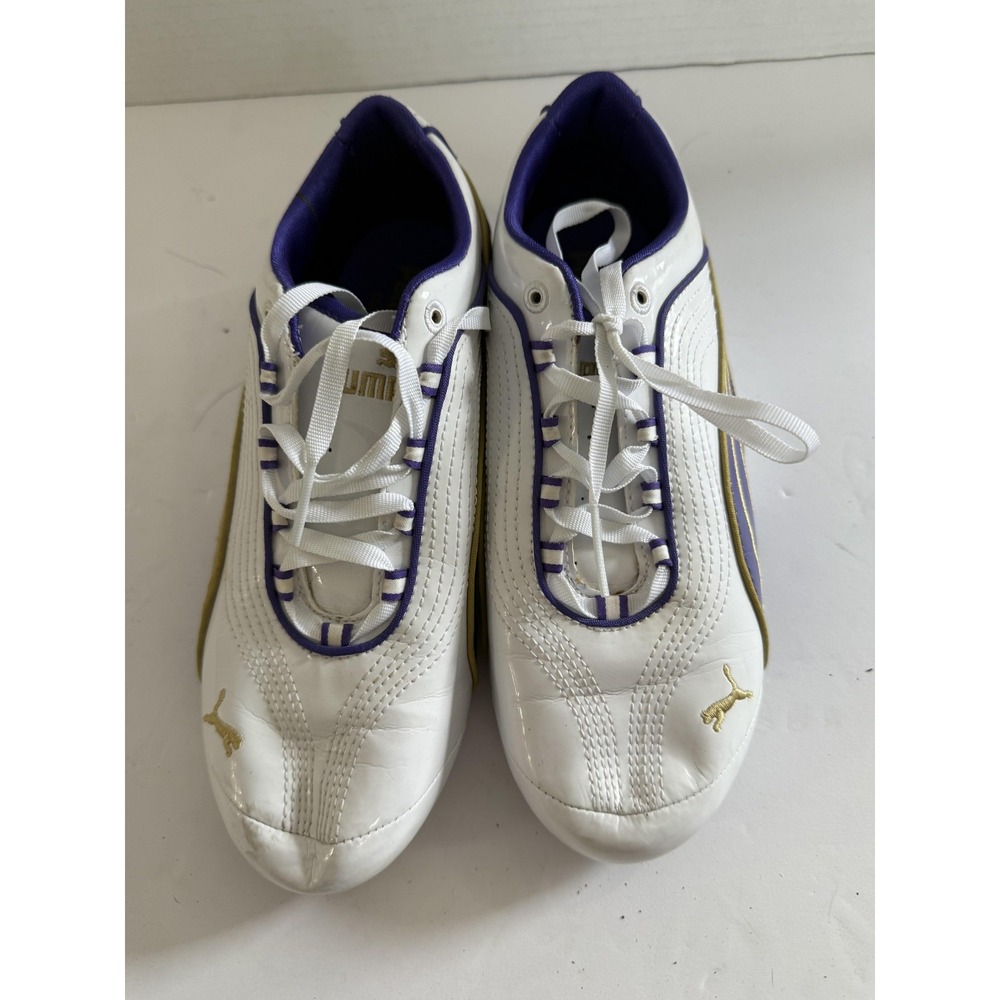 PUMA Lifestyle Shoes Womans Size 6.5 White Purple Gold Leather Suede Sneaker
